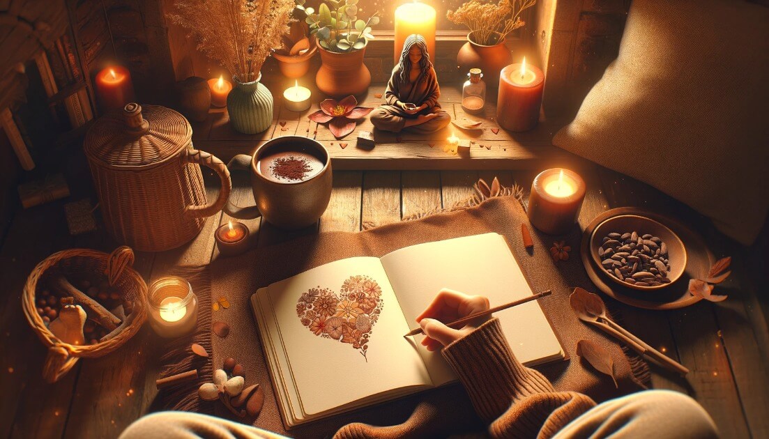 journaling with cacao scene