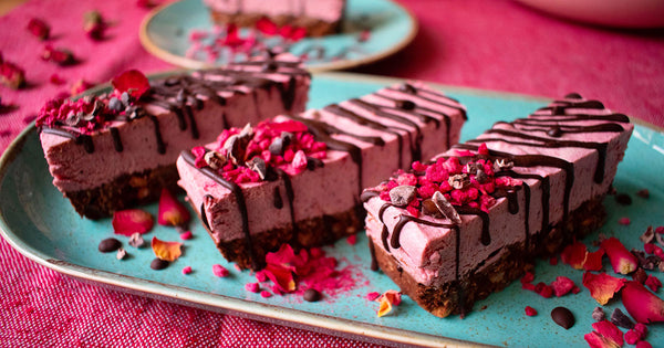 Valentines Raspberry Cacao Cheesecake Slices | Elements for Life