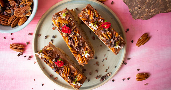Raw Cacao Pecan Slices Recipe | Elements for Life