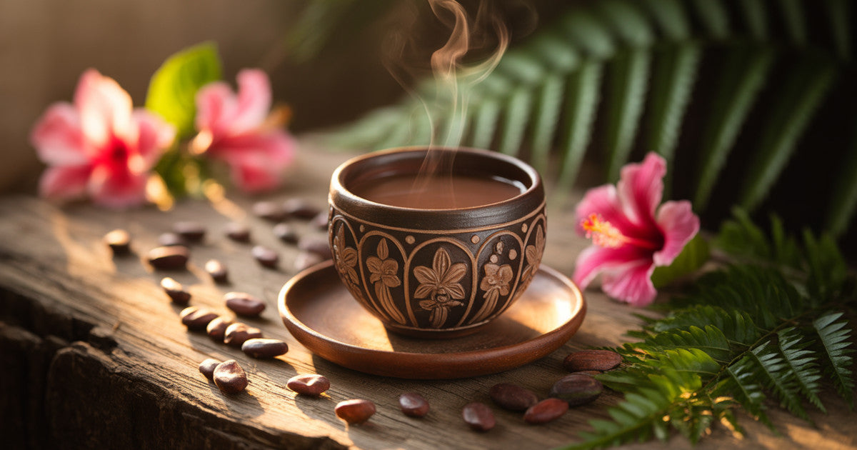steaming cup of ceremonial cacao
