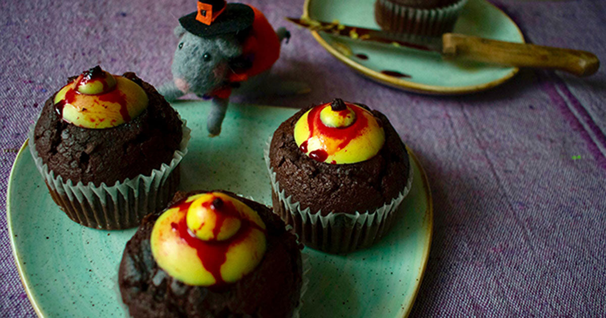 Raw Cacao Cupcakes with Raw Cacao Butter Eyeballs