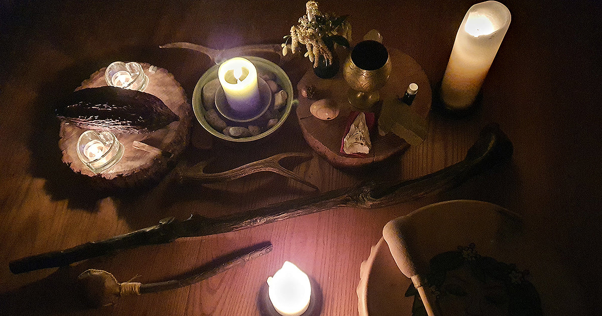 candle light cacao ceremony altar
