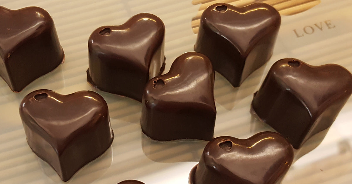 raw chocolate hearts