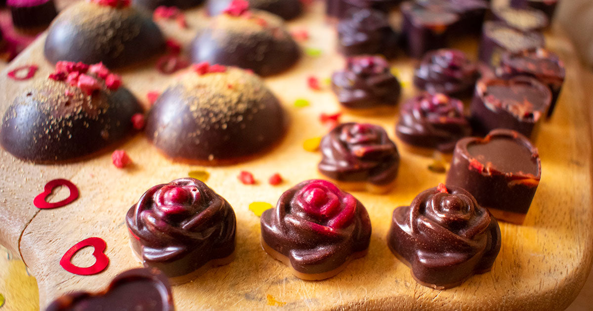 Valentine's Raspberry and Lucuma Raw Chocolates