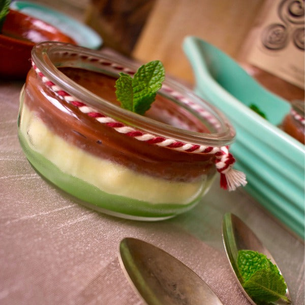 cacao and minty layered pudding