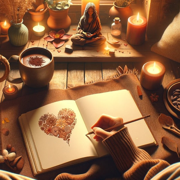 cacao journalling ritual scene