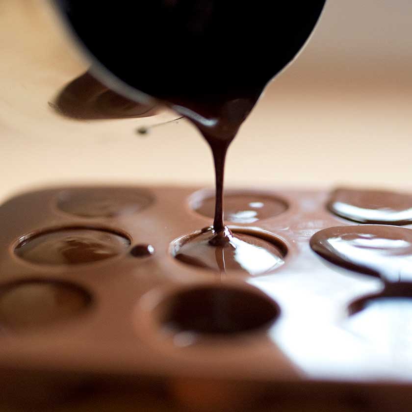 pouring raw chocolate