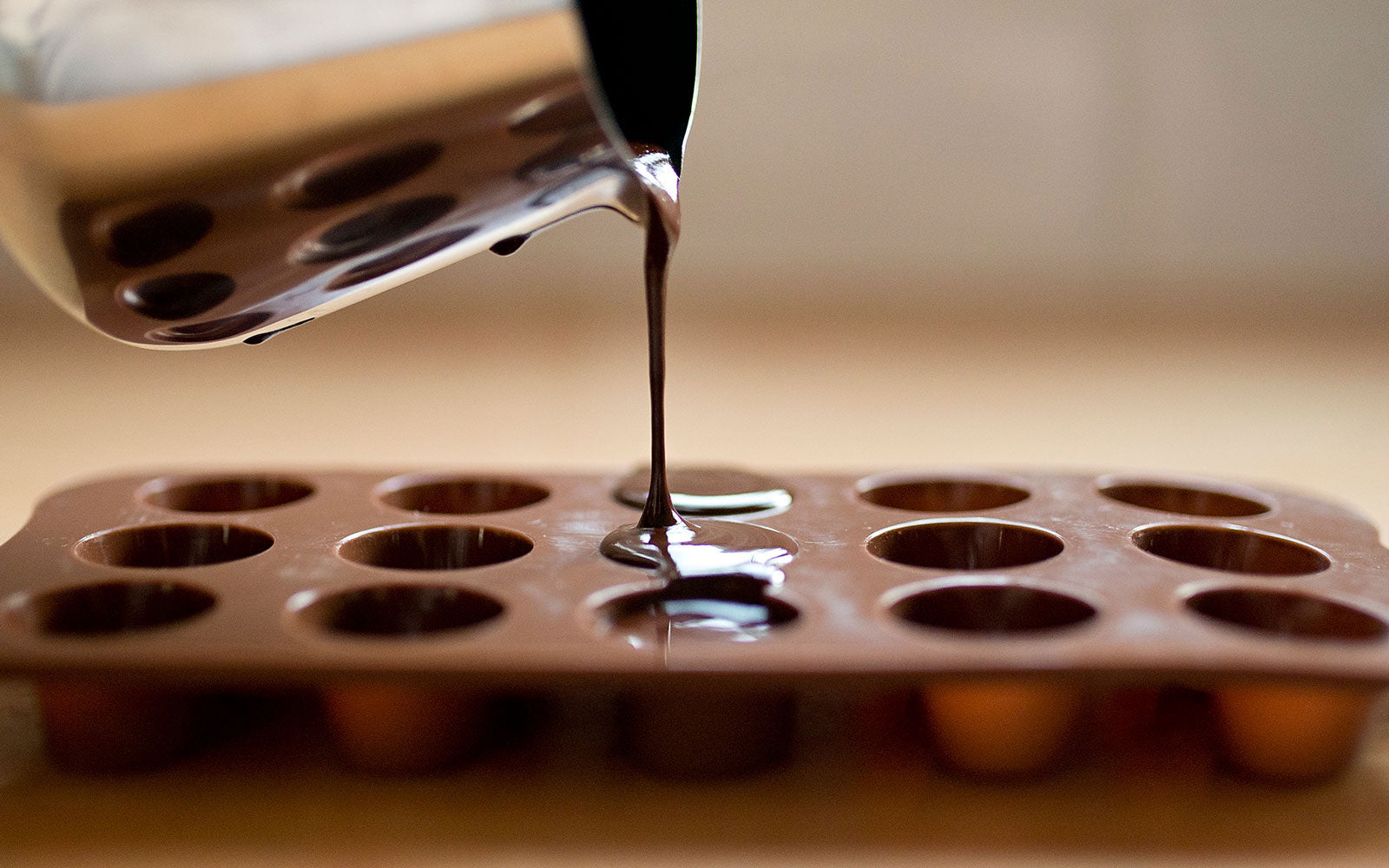 pouring raw chocolate