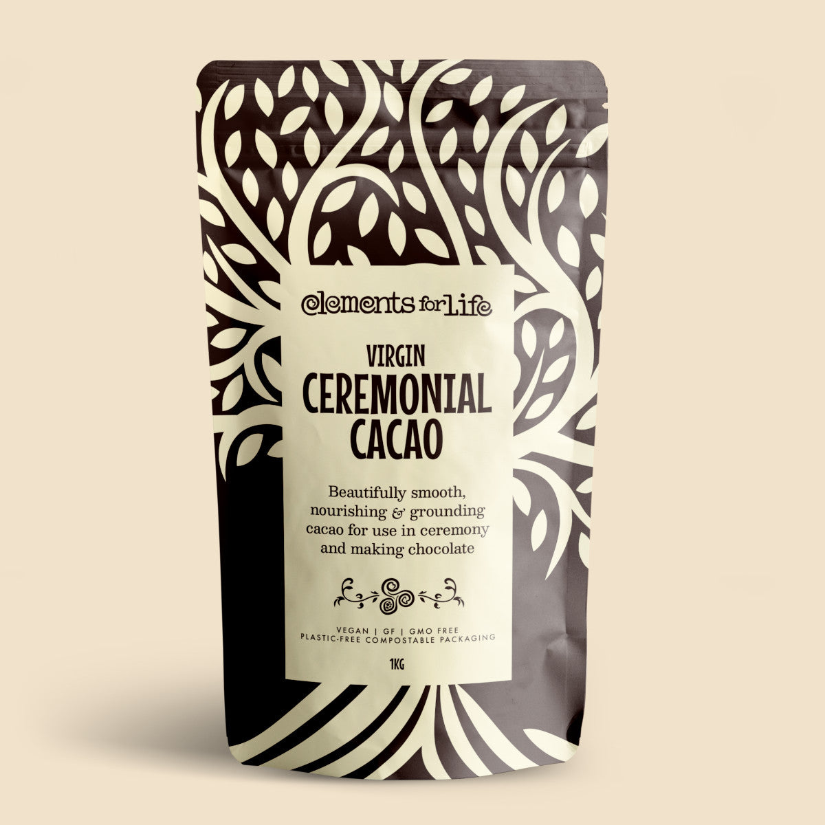 virgin ceremonial cacao 1kg front of pack